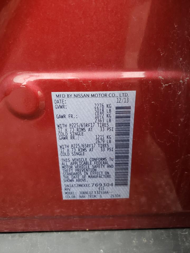 Photo 10 from auction – 2014 NISSAN ROGUE S with VIN 5N1AT2MKXEC769304
