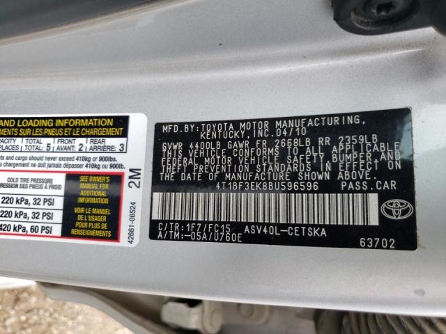 Photo 10 from auction – 2011 TOYOTA CAMRY BASE with VIN 4T1BF3EK8BU596596