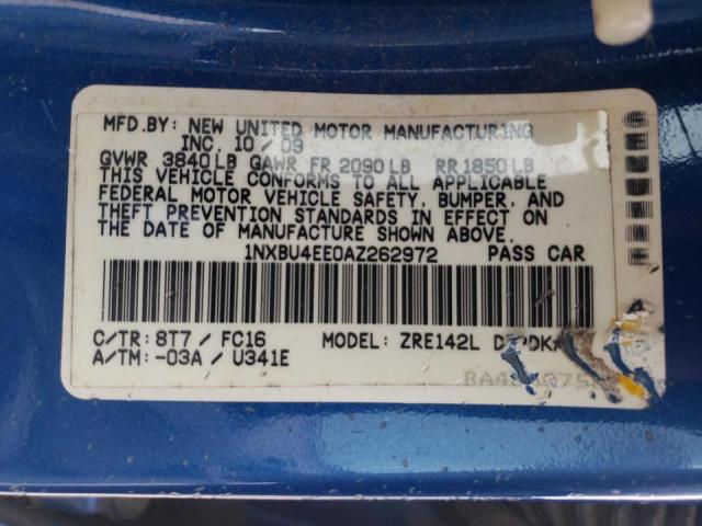 Photo 10 from auction – 2010 TOYOTA COROLLA BA with VIN 1NXBU4EE0AZ262972
