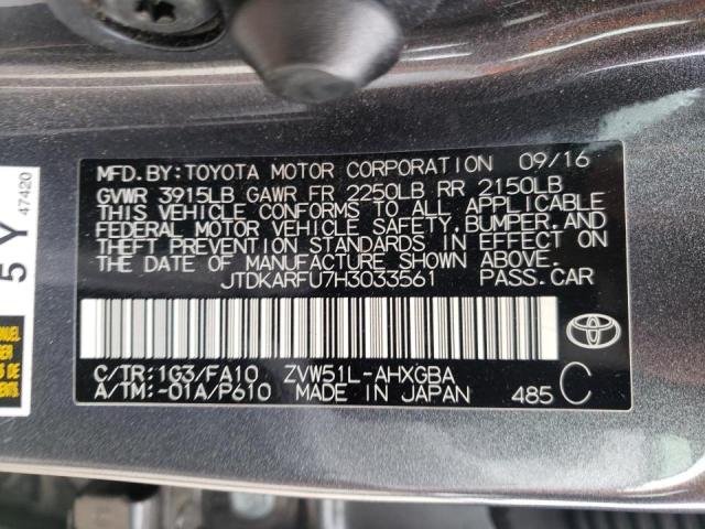Photo 10 from auction – 2017 TOYOTA PRIUS with VIN JTDKARFU7H3033561