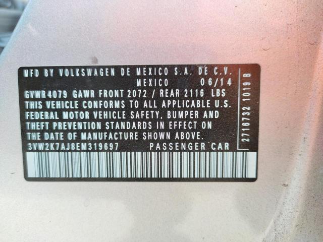 Photo 10 from auction – 2014 VOLKSWAGEN JETTA BASE with VIN 3VW2K7AJ8EM319697