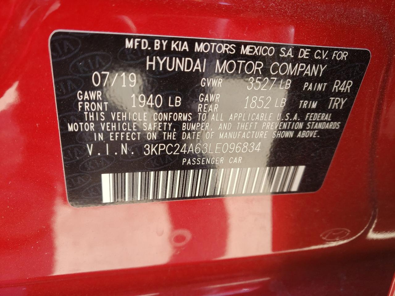Photo 11 from auction – 2020 HYUNDAI ACCENT SE with VIN 3KPC24A63LE096834