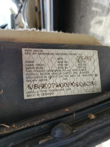 BMW 635 CSI 1985 with VIN WBAEC7400F0606386 - Photo from auction
