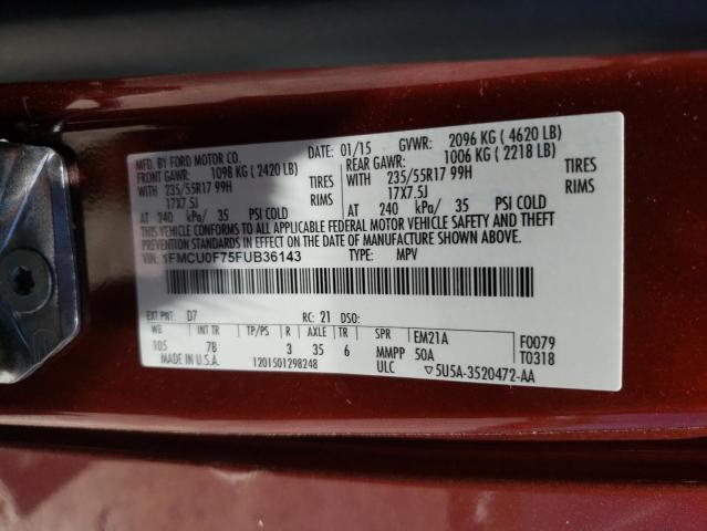 Photo 10 from auction – 2015 FORD ESCAPE S with VIN 1FMCU0F75FUB36143