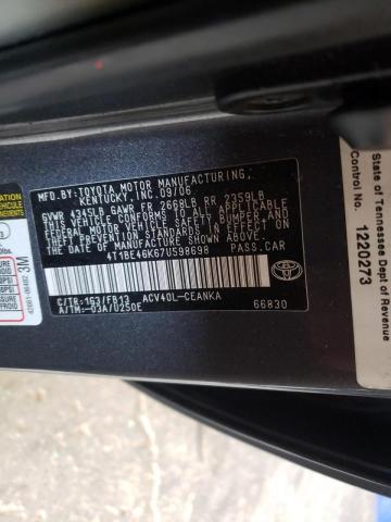 Photo 10 from auction – 2007 TOYOTA CAMRY CE with VIN 4T1BE46K67U598698