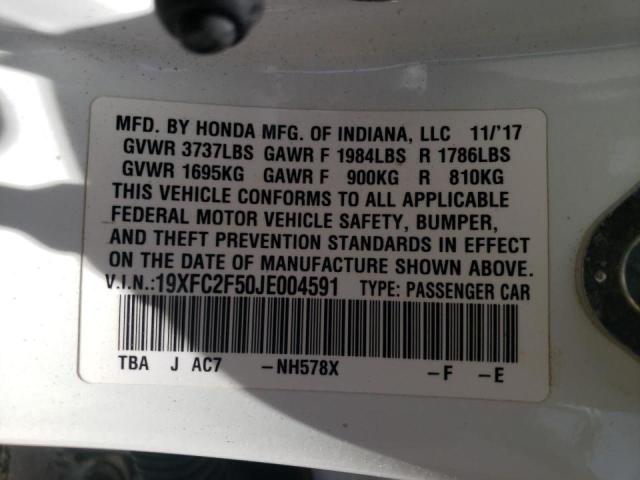 Photo 10 from auction – 2018 HONDA CIVIC LX with VIN 19XFC2F50JE004591