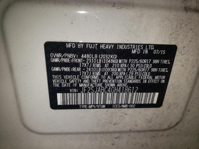 Photo 10 from auction – 2016 SUBARU FORESTER 2 with VIN JF2SJABC4GH418612