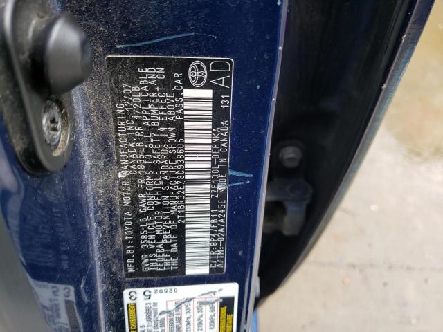 TOYOTA COROLLA CE 2008 with VIN 2T1BR32E78C938605 - Photo from auction