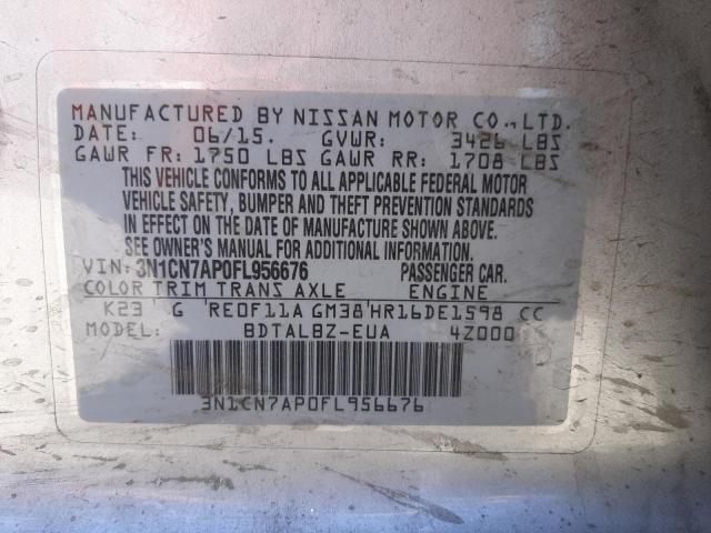 Photo 10 from auction – 2015 NISSAN VERSA S with VIN 3N1CN7AP0FL956676
