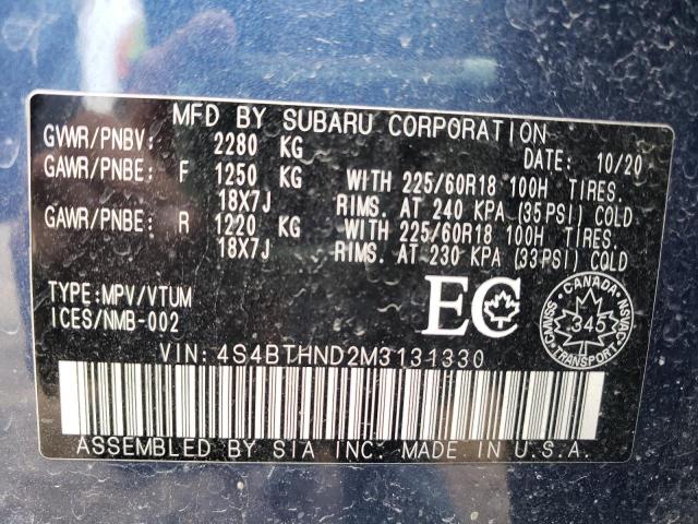 Photo 10 from auction – 2021 SUBARU OUTBACK LI with VIN 4S4BTHND2M3131330