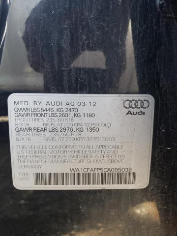 AUDI Q5 PREMIUM 2012 with VIN WA1CFAFP5CA095038 - Photo from auction