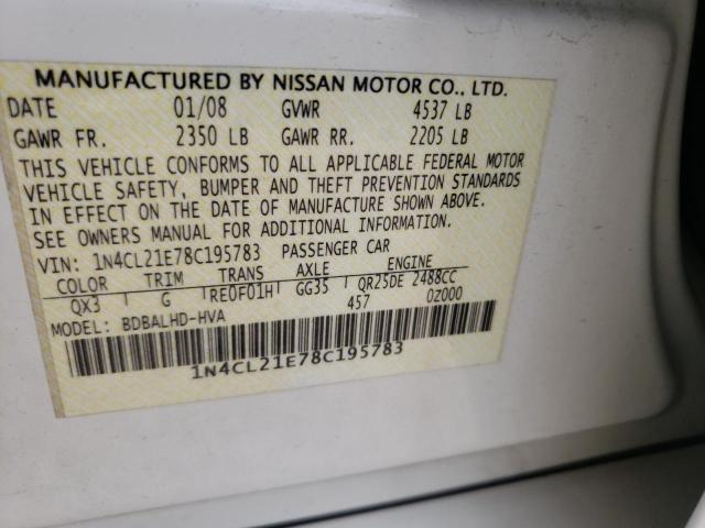 Photo 10 from auction – 2008 NISSAN ALTIMA HYB with VIN 1N4CL21E78C195783