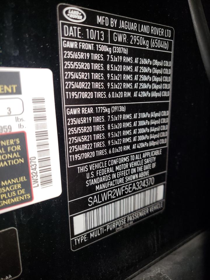Photo 11 from auction – 2014 LAND ROVER RANGE ROVE with VIN SALWR2WF5EA324370