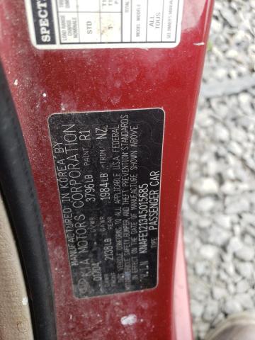 Photo 10 from auction – 2004 KIA SPECTRA LX with VIN KNAFE121345015685