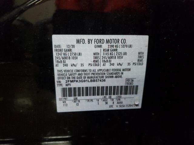 Photo 10 from auction – 2020 FORD EDGE SE with VIN 2FMPK3G91LBB57436