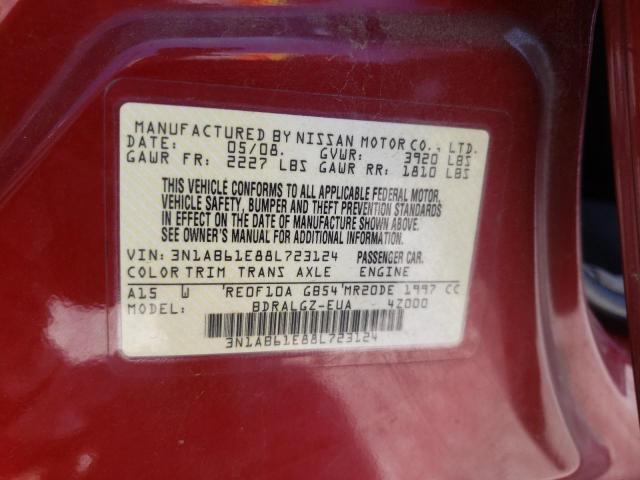 Photo 10 from auction – 2008 NISSAN SENTRA 2.0 with VIN 3N1AB61E88L723124