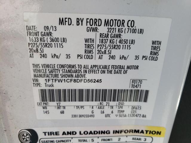 Photo 10 from auction – 2013 FORD F150 SUPER with VIN 1FTFW1CF8DFD56245