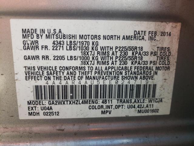 Photo 10 from auction – 2014 MITSUBISHI OUTLANDER with VIN 4A4AR4AU5EE024719