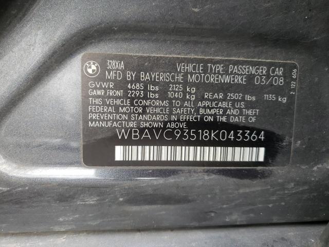 Photo 10 from auction – 2008 BMW 328 XI with VIN WBAVC93518K043364