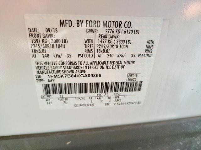 Photo 10 from auction – 2019 FORD EXPLORER with VIN 1FM5K7B84KGA09866