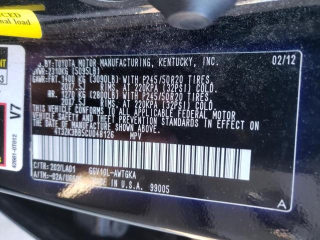 Photo 10 from auction – 2012 TOYOTA VENZA LE with VIN 4T3ZK3BB5CU048126