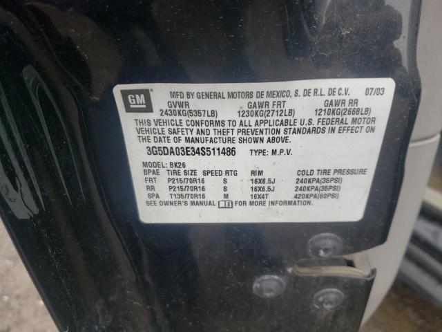 BUICK RENDEZVOUS 2004 with VIN 3G5DA03E34S511486 - Photo from auction