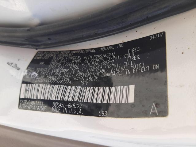 Photo 10 from auction – 2007 TOYOTA SEQUOIA SR with VIN 5TDBT44A77S287774