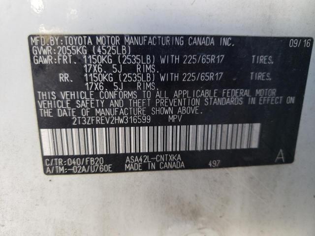 Photo 10 from auction – 2017 TOYOTA RAV4 LE with VIN 2T3ZFREV2HW316599