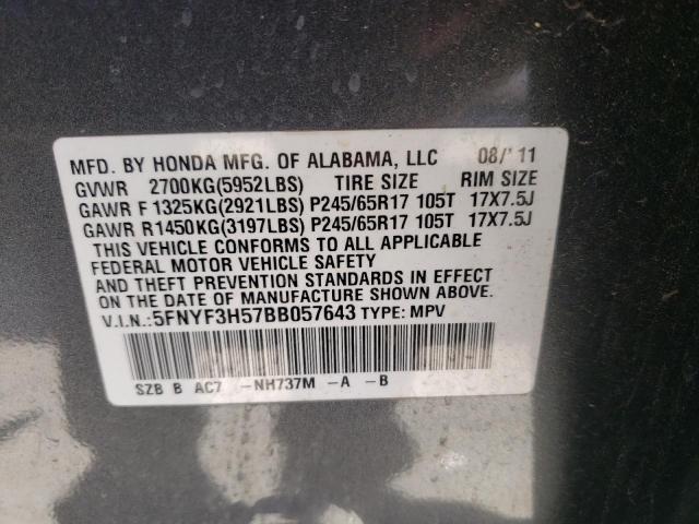 Photo 10 from auction – 2011 HONDA PILOT EXL with VIN 5FNYF3H57BB057643