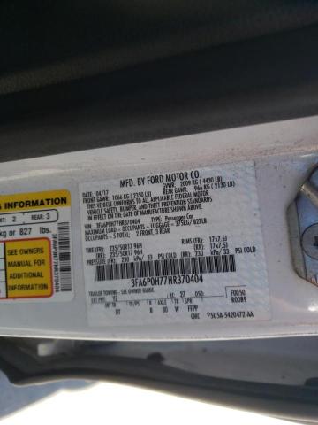 Photo 10 from auction – 2017 FORD FUSION SE with VIN 3FA6P0H77HR370404