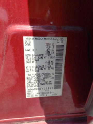 Photo 10 from auction – 2012 NISSAN FRONTIER S with VIN 1N6AD0ER0CC431843