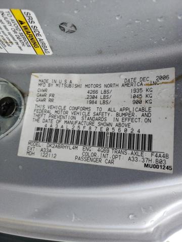 Photo 10 from auction – 2007 MITSUBISHI ECLIPSE SP with VIN 4A3AL25F87E056024
