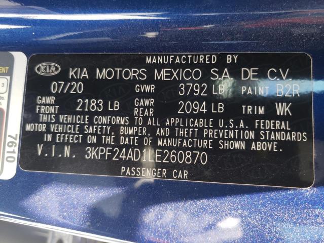 Photo 10 from auction – 2020 KIA FORTE FE with VIN 3KPF24AD1LE260870