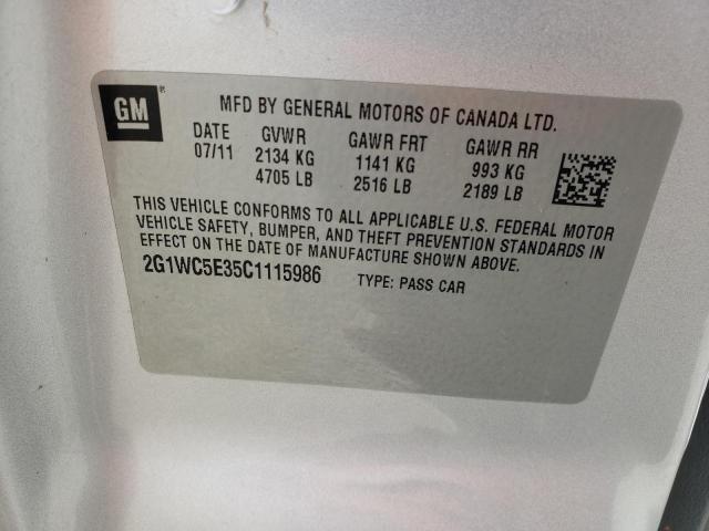 Photo 10 from auction – 2012 CHEVROLET IMPALA LTZ with VIN 2G1WC5E35C1115986