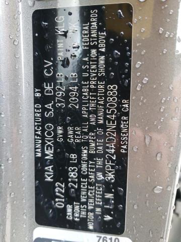 Photo 10 from auction – 2022 KIA FORTE FE with VIN 3KPF24AD2NE450888