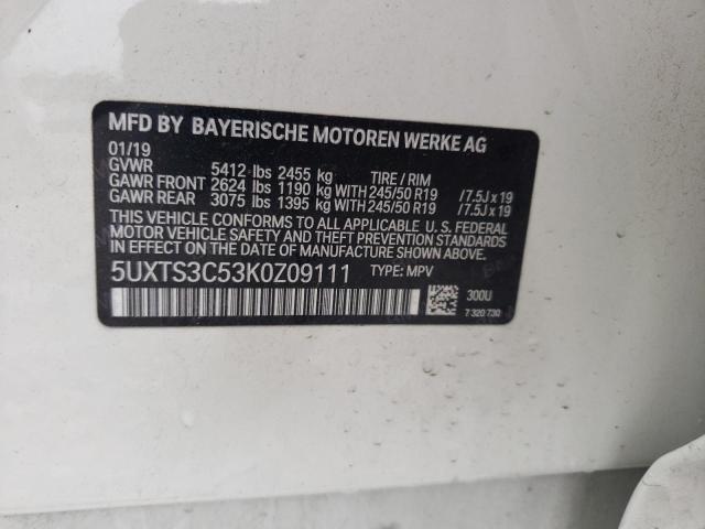 Photo 10 from auction – 2019 BMW X3 XDRIVEM with VIN 5UXTS3C53K0Z09111