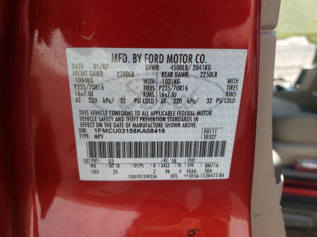 Photo 10 from auction – 2008 FORD ESCAPE XLT with VIN 1FMCU03158KA08418
