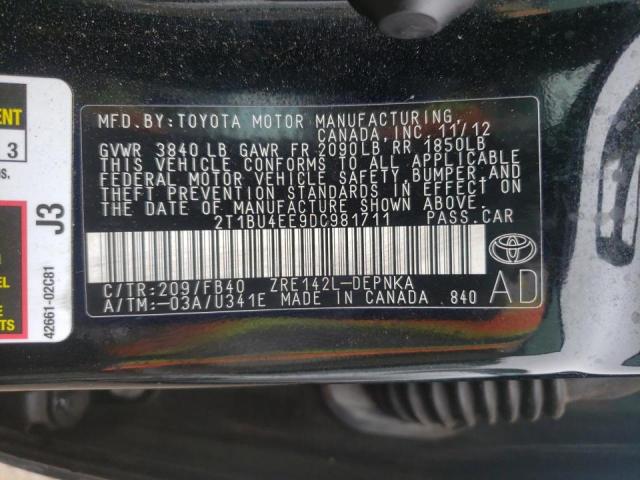 Photo 10 from auction – 2013 TOYOTA COROLLA BA with VIN 2T1BU4EE9DC981711