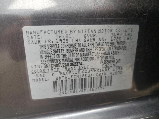 Photo 10 from auction – 2021 NISSAN VERSA SV with VIN 3N1CN8EV2ML862374