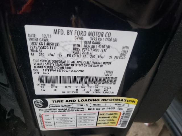 Photo 10 from auction – 2012 FORD F150 SUPER with VIN 1FTFW1ET9CFA47790