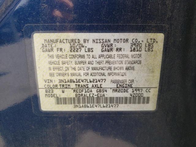 Photo 10 from auction – 2007 NISSAN SENTRA 2.0 with VIN 3N1AB61E47L621477