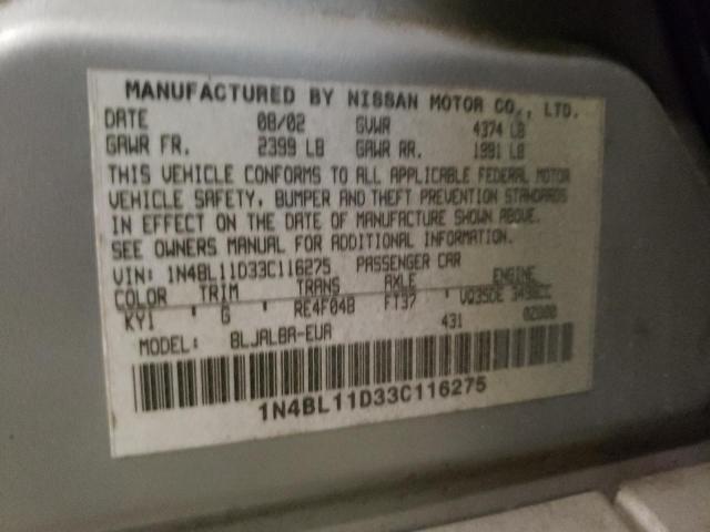 Photo 10 from auction – 2003 NISSAN ALTIMA SE with VIN 1N4BL11D33C116275