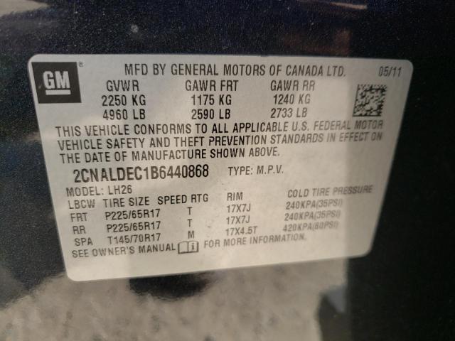 Photo 10 from auction – 2011 CHEVROLET EQUINOX LT with VIN 2CNALDEC1B6440868