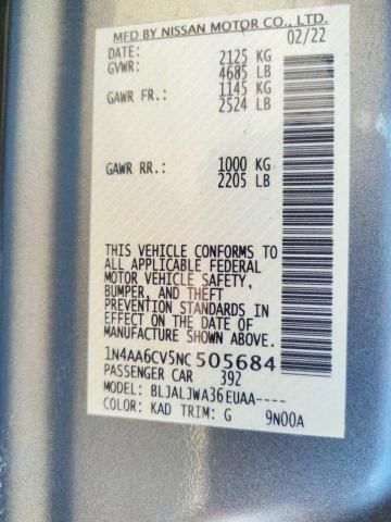 Photo 10 from auction – 2022 NISSAN MAXIMA SV with VIN 1N4AA6CV5NC505684
