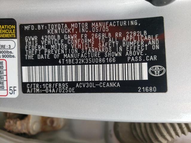 Photo 10 from auction – 2005 TOYOTA CAMRY LE with VIN 4T1BE32K35U086166