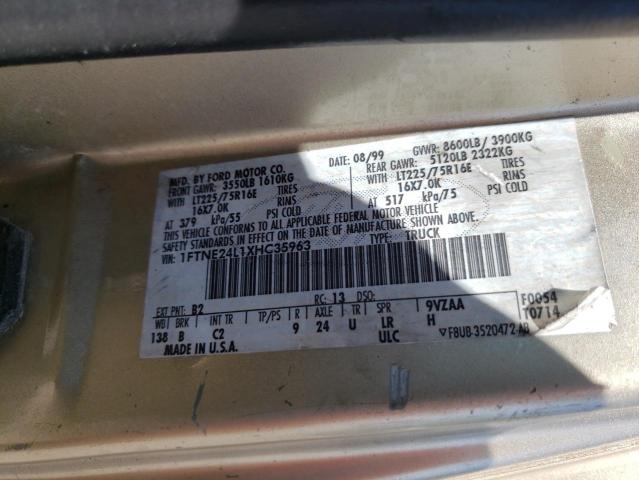 Photo 10 from auction – 1999 FORD E250 with VIN 1FTNE24L1XHC35963