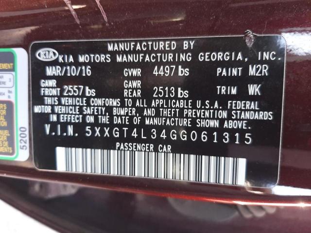 Photo 10 from auction – 2016 KIA OPTIMA LX with VIN 5XXGT4L34GG061315