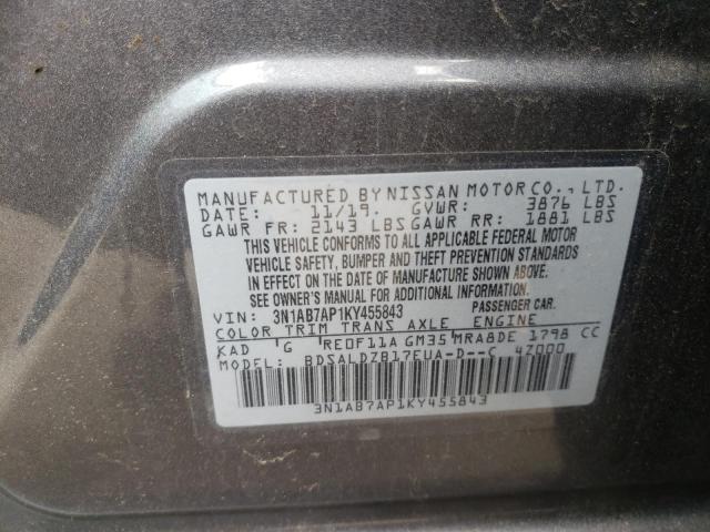 Photo 10 from auction – 2019 NISSAN SENTRA S with VIN 3N1AB7AP1KY455843