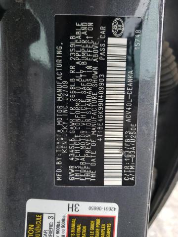 TOYOTA CAMRY BASE 2009 with VIN 4T1BE46K99U409903 - Photo from auction