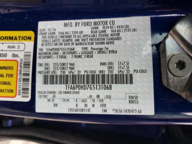 Photo 10 from auction – 2016 FORD FUSION SE with VIN 1FA6P0HD7G5131068